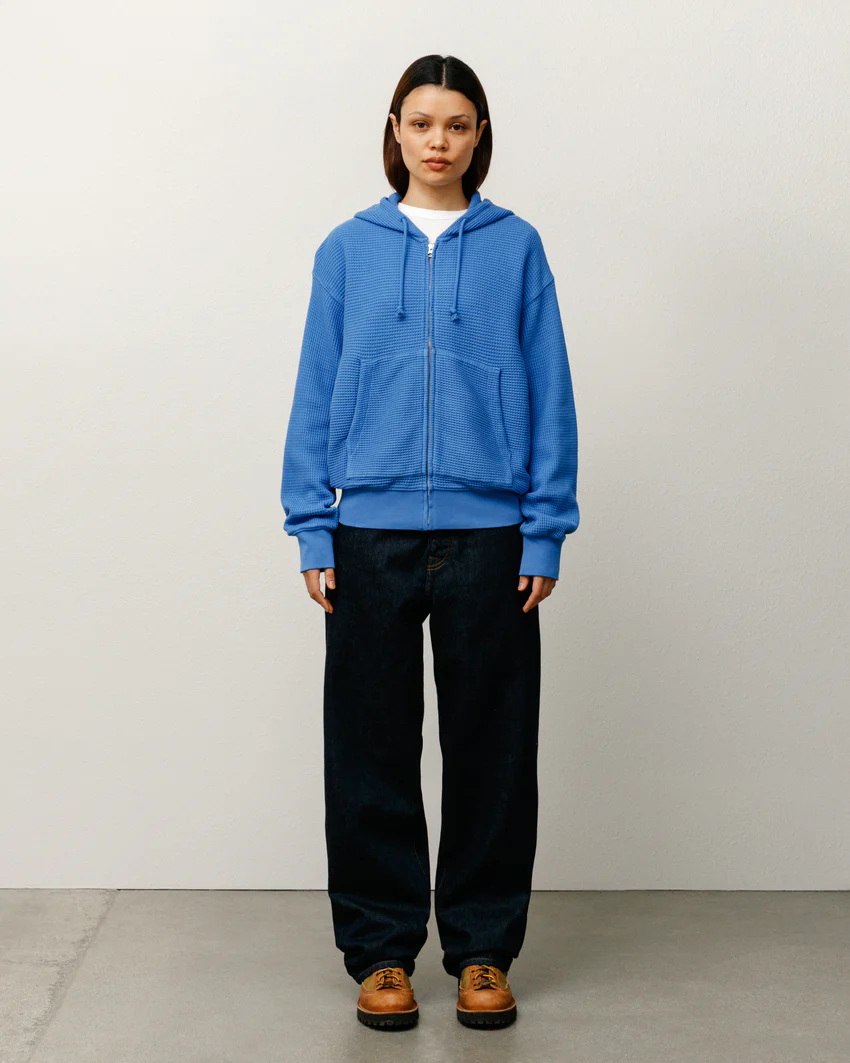 DOUBLE LAYER WAFFLE ZIP HOODIE