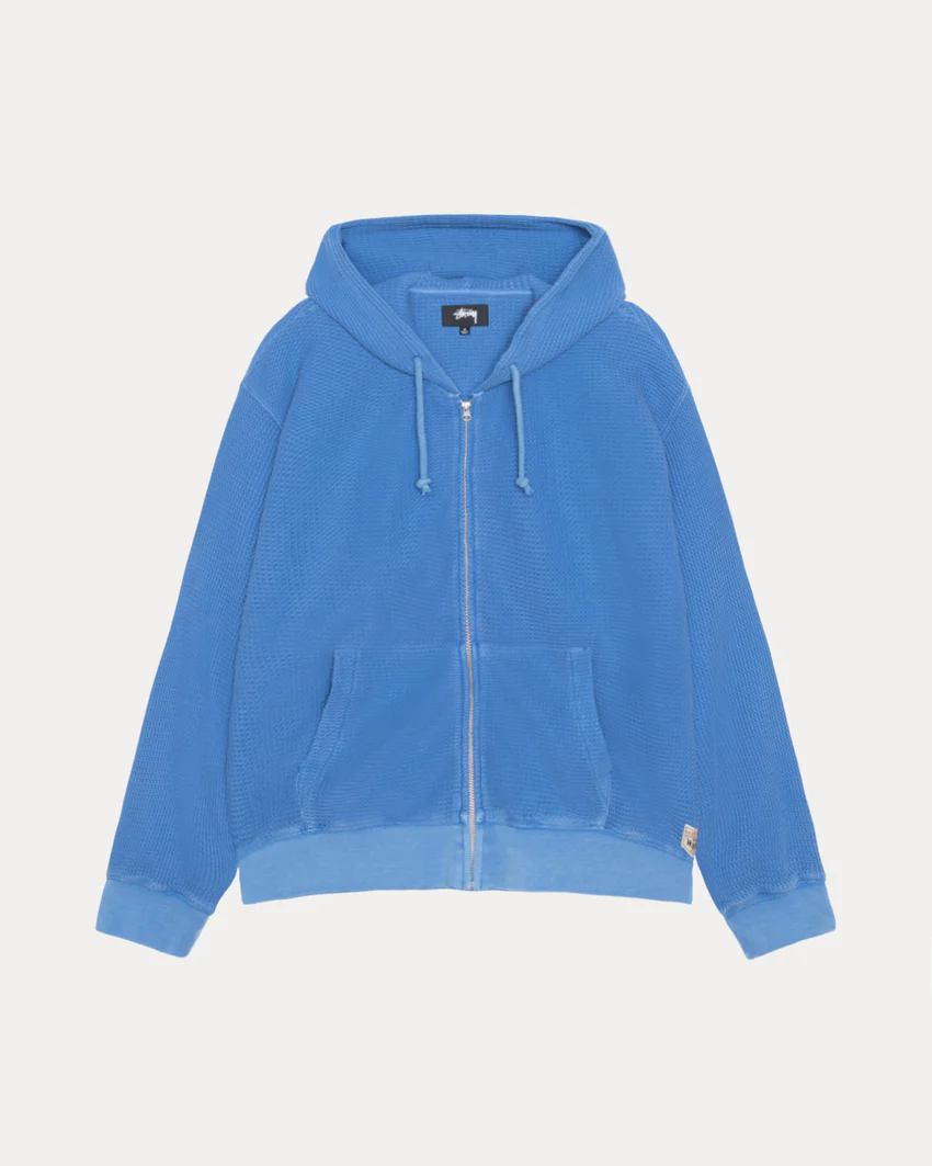 DOUBLE LAYER WAFFLE ZIP HOODIE